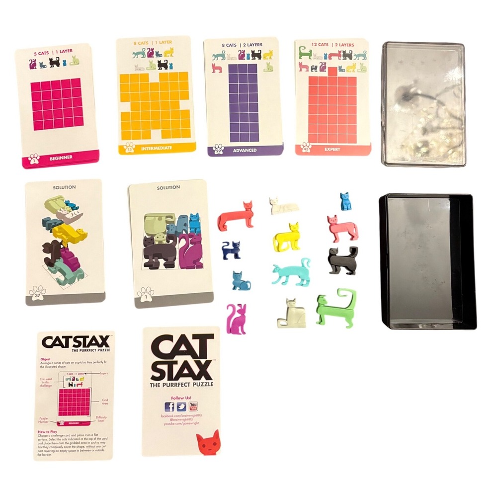 Brainwright CatStax The Purrfect‎ Puzzle Logic Game 48 Challenges 12 Cats Travel